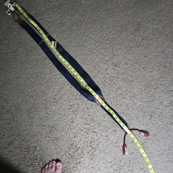 Vintage LIBERTY OF LONDON Deadstock Navy and Leather Suspenders Braces NWT - Picture 8 of 8